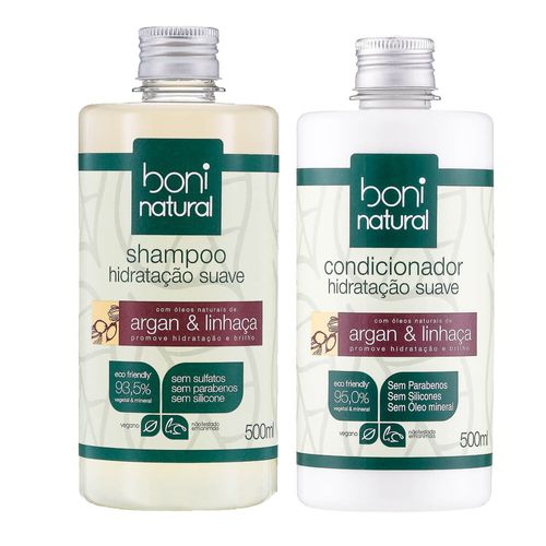 Kit-Natural-com-Shampoo-e-Condicionador-Hidratacao-Suave-Argan-e-Linhaca---Boni-Natural